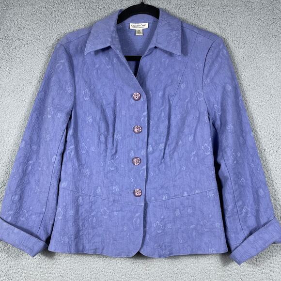 Coldwater Creek Embossed Women's Purple Blazer Jacket Size P8 - Picture 1 of 9